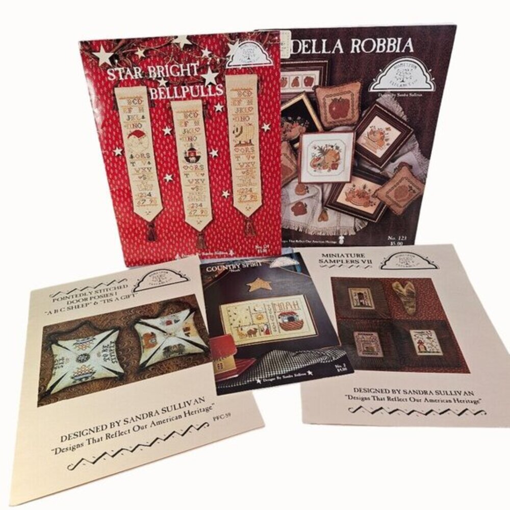 Homespun Elegance Cross Stitch Della Robbia Samplers Noah Xmas Lot of 5 Leaflets